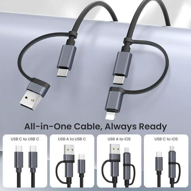 Alt view image 4 of 7 - Basesailor for iPhone 17 16 Pro Max Car Charger Cord Coiled 3.3FT,4 in 1 USB C Coil 60W Multi Type C Fast Charging Cable with USB and Lightning Adapter for CarPlay,Apple 15 14 13 12,S25 S24,iPad Air 5