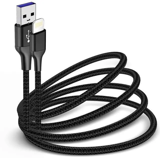 Main image of 3Pack MFi Certified iPhone Charger Cord 6ft Nylon Braided Lightning Cable Fast Charging Durable 25K+ Bend for iPhone 14/13/12/11 Pro Max/XS MAX/XR/XS/X/8/iPad/iPod(Black)