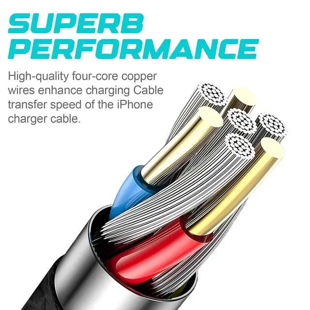 Alt view image 5 of 7 - 3Pack MFi Certified iPhone Charger Cord 6ft Nylon Braided Lightning Cable Fast Charging Durable 25K+ Bend for iPhone 14/13/12/11 Pro Max/XS MAX/XR/XS/X/8/iPad/iPod(Black)