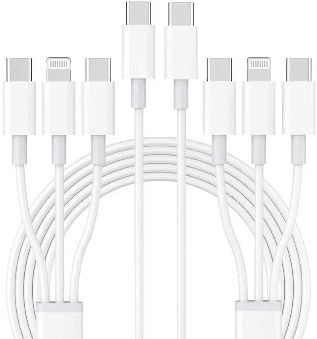 Main image of 3 in 1 USB C to USB C/Lightning Cable Compatible for iPhone 17 16 15 14 13 12 11 XS XR X 8, 2 Pack 60W Type C Multiple Charging with Lightning/2 Type C Port iPhone Charger Cord Fast Charging Cable 6FT