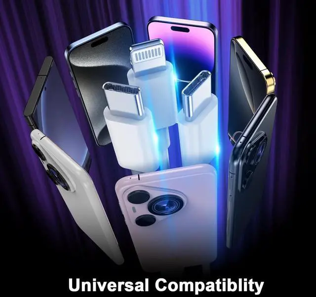 Alt view image 6 of 7 - 3 in 1 USB C to USB C/Lightning Cable Compatible for iPhone 17 16 15 14 13 12 11 XS XR X 8, 2 Pack 60W Type C Multiple Charging with Lightning/2 Type C Port iPhone Charger Cord Fast Charging Cable 6FT