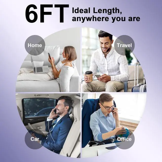 Alt view image 7 of 7 - 3 in 1 USB C to USB C/Lightning Cable Compatible for iPhone 17 16 15 14 13 12 11 XS XR X 8, 2 Pack 60W Type C Multiple Charging with Lightning/2 Type C Port iPhone Charger Cord Fast Charging Cable 6FT