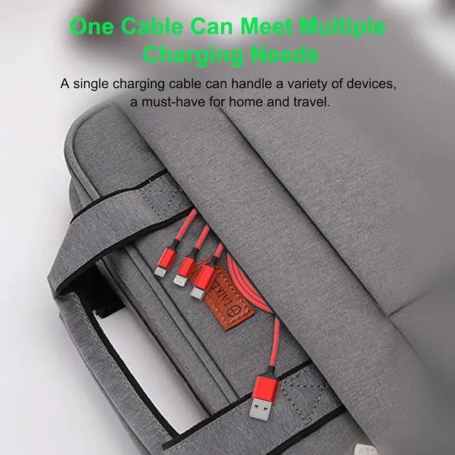 Alt view image 6 of 7 - Multi 3 in 1 USB Extra Long Cable, 3M/10Ft Nylon Braided Universal Phone Charger Cord Type C/Micro USB/iPhone Lightning Connector for Android/Tablets/Samsung S8/LG/Pixel/Huawei and More (Red)