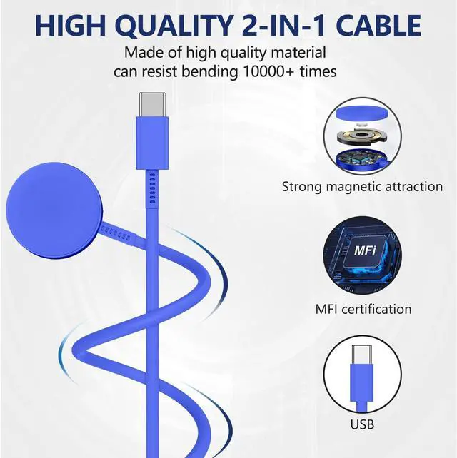 Alt view image 3 of 7 - Susnwere Fast Charger for Apple Watch Chargers with 20w Charger Block,USB C Magnetic for i-Watch Fast Charging Cable for Watch Series SE/8/7/6/5/4/3/2/1 Includes 38mm 40mm 42mm 44mm 45mm Size