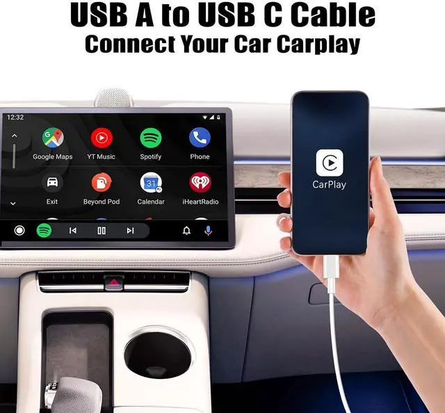 Alt view image 2 of 7 - for iPhone 17 16 Car Carplay Cable,3Ft USB A to USB C Carplay Cable Adapter WireType C Charger Cable Data Cable Carplay USB C Cord Wire Replacement for iPhone16/ 15 iPad MacBook2-Pack
