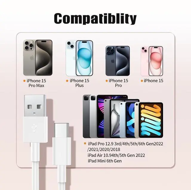 Alt view image 7 of 7 - for iPhone 17 16 Car Carplay Cable,3Ft USB A to USB C Carplay Cable Adapter WireType C Charger Cable Data Cable Carplay USB C Cord Wire Replacement for iPhone16/ 15 iPad MacBook2-Pack