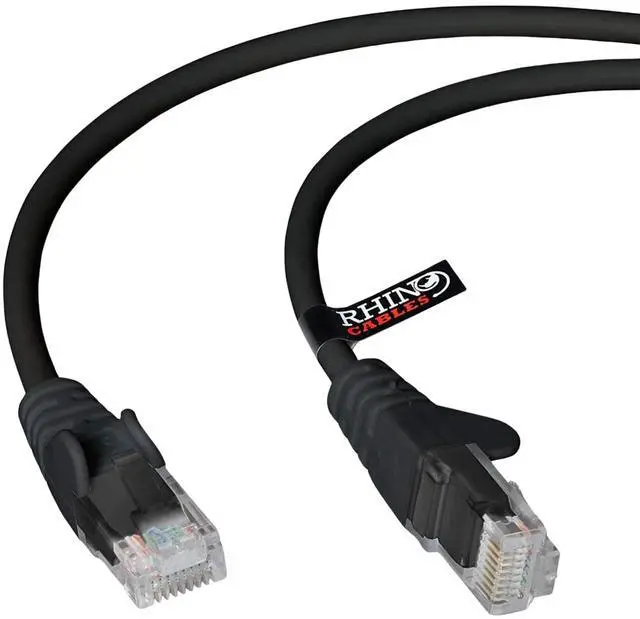 Main image of rhinocables CAT 6 High-Speed Gigabit Ethernet Cable - Patch Network Lead for LAN| Snagless UTP with LSZH Jacket | RJ45 Connector - Internet, Router, Modem, Smart TV, PC & More (80ft, Black)