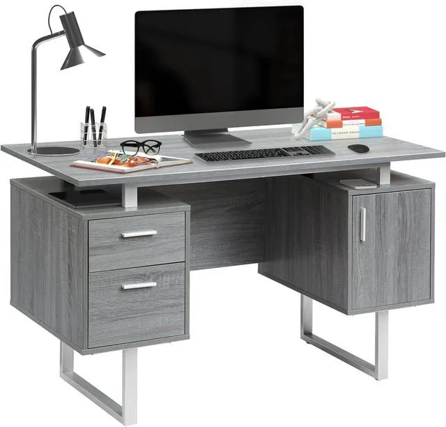 Main image of Techni Mobili Office Desk with Storage Drawers and Cabinet 51.25 W - Modern Office Desk with Large Floating Desktop Surface
