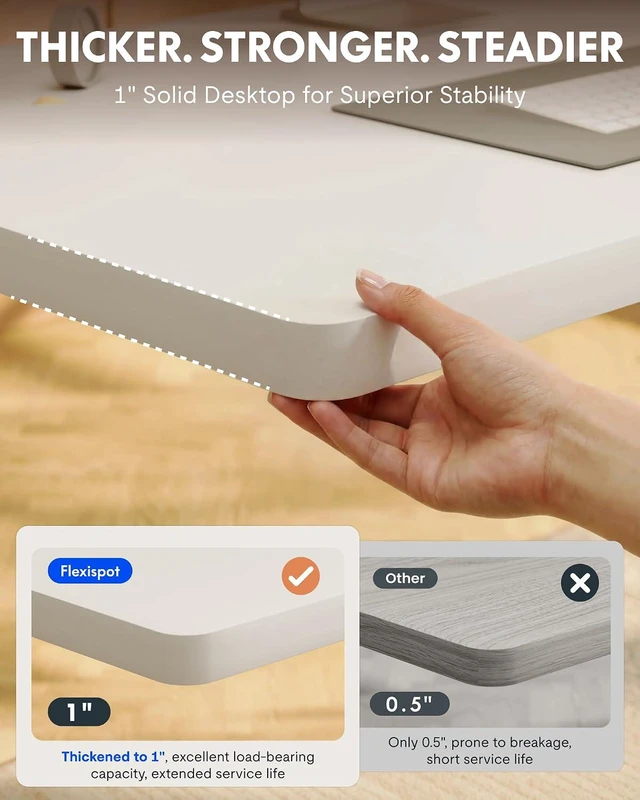 Alt view image 3 of 7 - FLEXISPOT EN1 48"x30" One-Piece Standing Desk, White