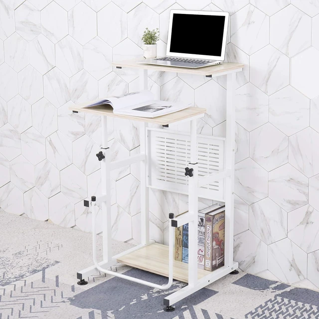 Alt view image 2 of 7 - SDADI Adjustable-Height Standing Desk, 2-Mode Modern Standing and Sitting Desk, Light Grain