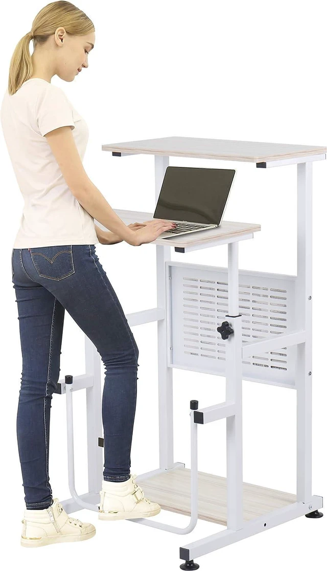 Alt view image 5 of 7 - SDADI Adjustable-Height Standing Desk, 2-Mode Modern Standing and Sitting Desk, Light Grain