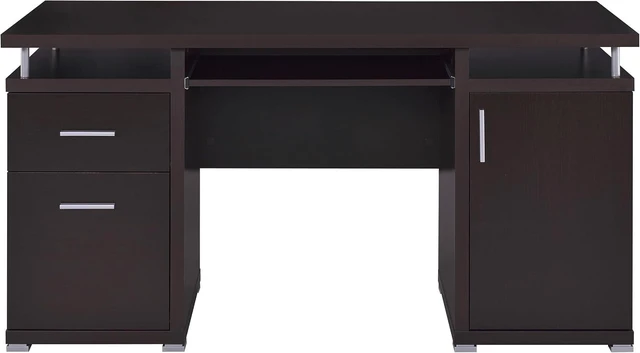 Alt view image 5 of 7 - Coaster Home Furnishings Tracy Modern Contemporary 55-Inch 2-Drawer Home Office Computer Writing Desk Study Table with File Cabinet Storage Engineered Wood Eco-Friendly Laminate Brown 800107
