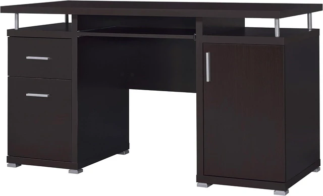 Alt view image 6 of 7 - Coaster Home Furnishings Tracy Modern Contemporary 55-Inch 2-Drawer Home Office Computer Writing Desk Study Table with File Cabinet Storage Engineered Wood Eco-Friendly Laminate Brown 800107