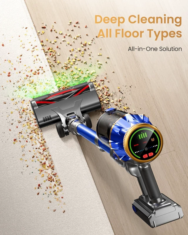 Alt view image 4 of 7 - Cordless Vacuum Cleaner, Upgraded 650W 60KPA 70Mins Vacuum Cleaners for Home with Self-Standing Vacuum Cleaner Stick, Anti-tangle Wireless Vacuum, OLED Screen 1.8L Cup for Pet Hair/Carpets/All Floor