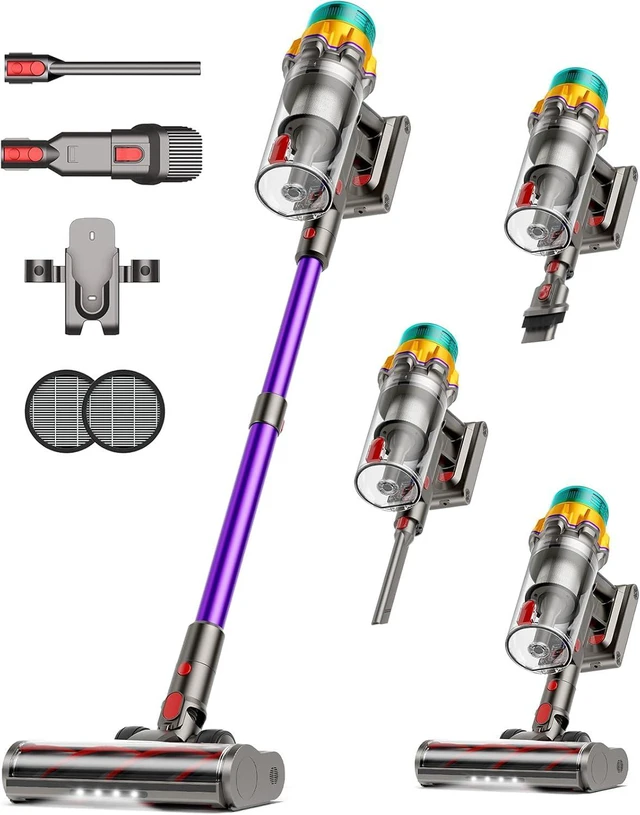 Main image of Cordless Vacuum Cleaner, Upgraded 650W 60KPA 70Mins XL Dust Cup Stick Vacuum, Vacuum Cleaner with Self-Standing and LED Screen, Rechargeable Vacumm Cleaners for Home/Pet Hair/Carpets/Floors
