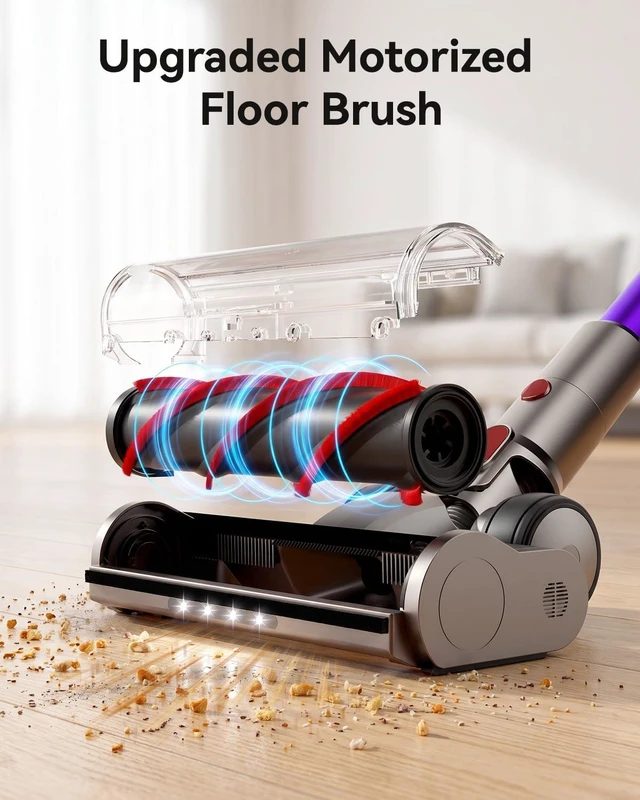 Alt view image 6 of 7 - Cordless Vacuum Cleaner, Upgraded 650W 60KPA 70Mins XL Dust Cup Stick Vacuum, Vacuum Cleaner with Self-Standing and LED Screen, Rechargeable Vacumm Cleaners for Home/Pet Hair/Carpets/Floors