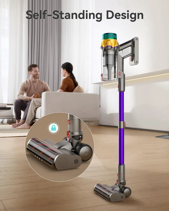 Alt view image 7 of 7 - Cordless Vacuum Cleaner, Upgraded 650W 60KPA 70Mins XL Dust Cup Stick Vacuum, Vacuum Cleaner with Self-Standing and LED Screen, Rechargeable Vacumm Cleaners for Home/Pet Hair/Carpets/Floors