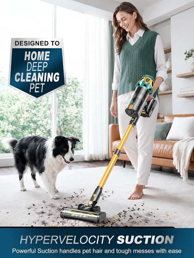 Alt view image 2 of 7 - Cordless Vacuum Cleaner, 600W/58KPa/60Mins Self-Standing Stick Vacuum