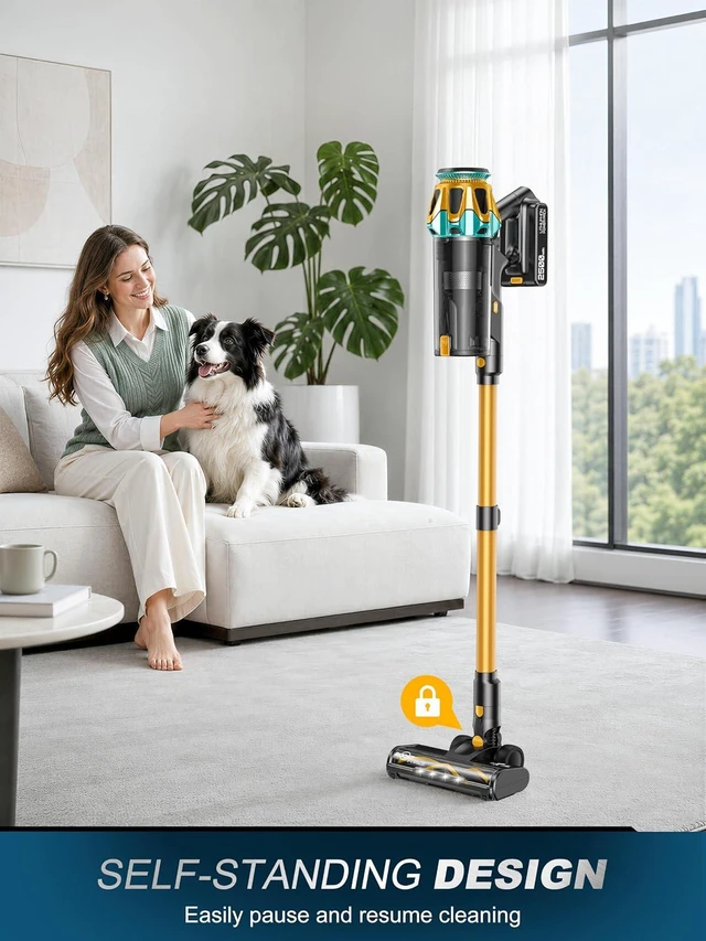 Alt view image 6 of 7 - Cordless Vacuum Cleaner, 600W/58KPa/60Mins Self-Standing Stick Vacuum
