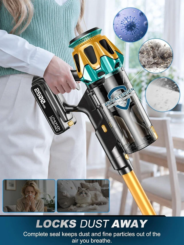 Alt view image 7 of 7 - Cordless Vacuum Cleaner, 600W/58KPa/60Mins Self-Standing Stick Vacuum