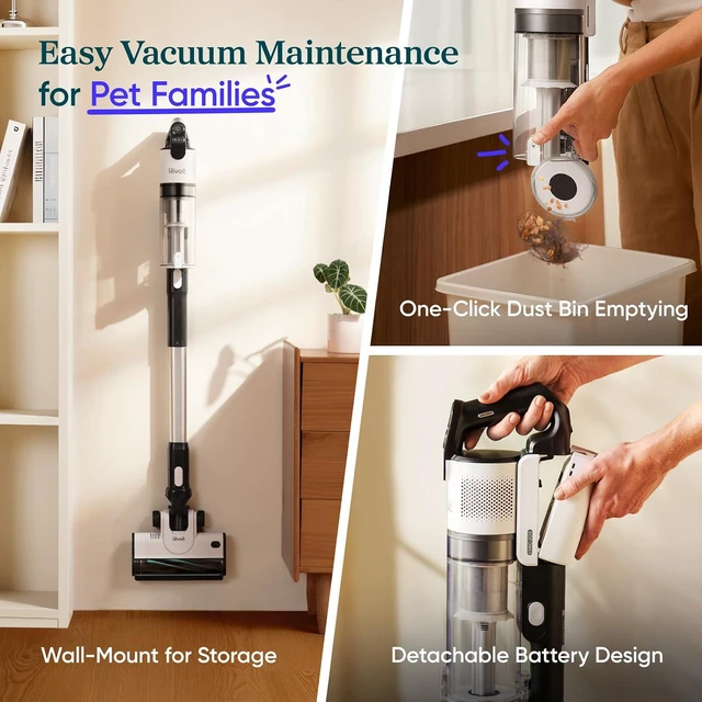 Alt view image 6 of 7 - Levoit Cordless Vacuum Cleaner, Anti-Tangle for Pet Hair, Up to 50 Minutes