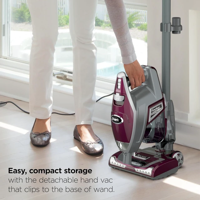 Alt view image 4 of 7 - Shark Rocket Pet Plus Corded Stick Vacuum, XL Cup, Bordeaux/Silver, HV322