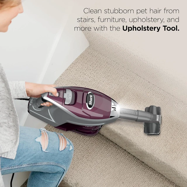 Alt view image 6 of 7 - Shark Rocket Pet Plus Corded Stick Vacuum, XL Cup, Bordeaux/Silver, HV322