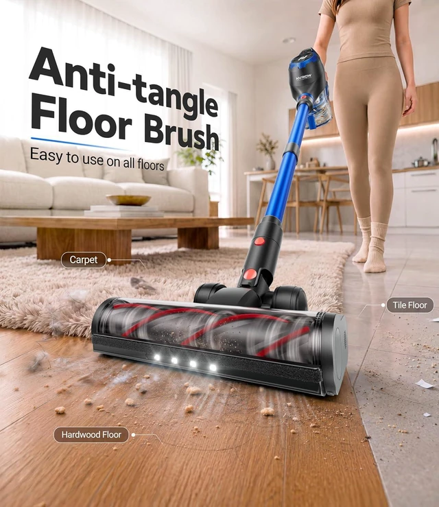 Alt view image 4 of 7 - Cordless Vacuum Cleaner, 55Kpa Vacuum Cleaners for Home, Max 80mins Runtime Stick Vacuum with LED Display&1.5L Dust Cup, Rechargeable Lightweight Handheld Vacuum for Carpet/Hardwood Floor/Pet Hair/Car