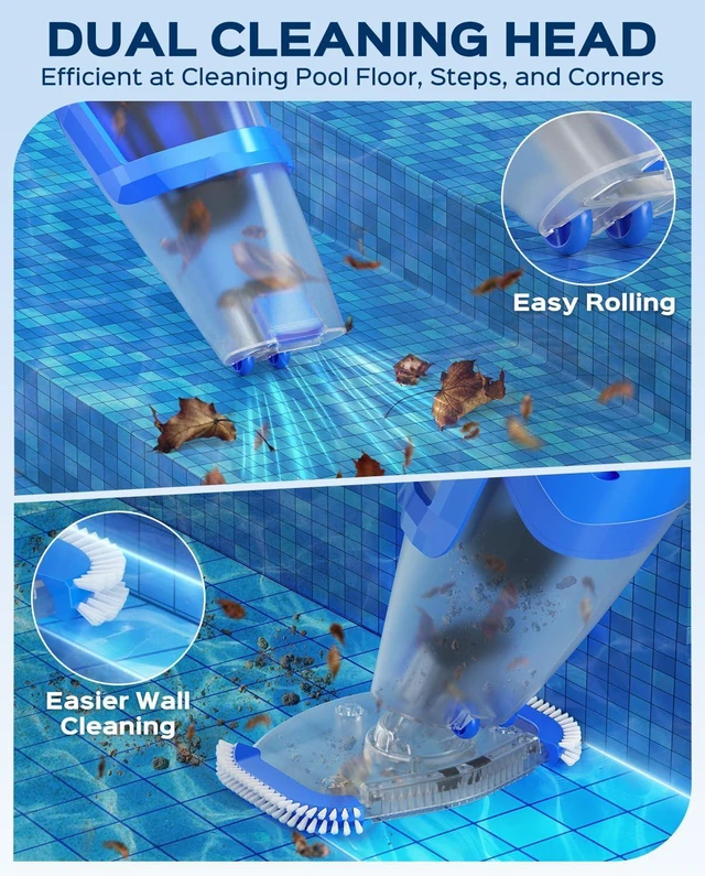 Alt view image 4 of 7 - Cordless Handheld Pool Vacuum Cleaner for Inground Pool with Pole