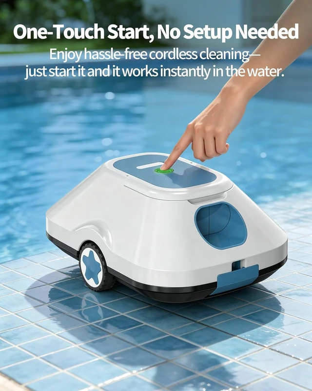 Alt view image 4 of 7 - 2026 Upgrade Robotic Pool Cleaner,Cordless Automatic Pool Cleaner with 210-Min Runtime,Pool Vacuum for Above Ground & Inground Pools,Coverage up to 2200 Sq.Ft,Easy Retrieve,Smart Parking,Light Blue