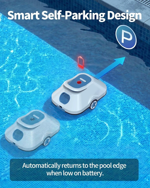 Alt view image 7 of 7 - 2026 Upgrade Robotic Pool Cleaner,Cordless Automatic Pool Cleaner with 210-Min Runtime,Pool Vacuum for Above Ground & Inground Pools,Coverage up to 2200 Sq.Ft,Easy Retrieve,Smart Parking,Light Blue