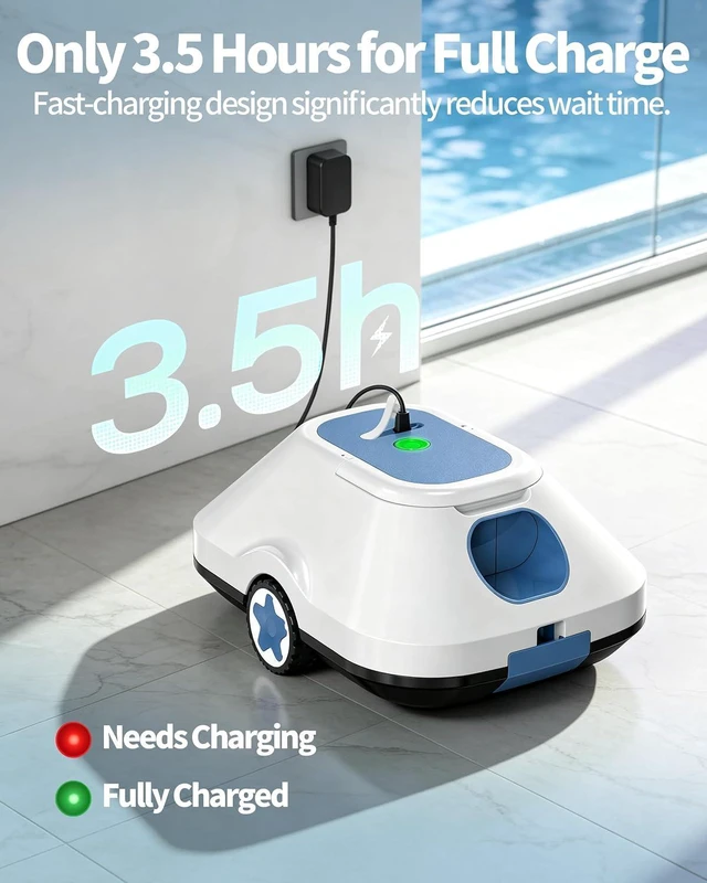 Alt view image 6 of 7 - 2026 Upgrade Robotic Pool Cleaner,Cordless Automatic Pool Cleaner with 210-Min Runtime,Pool Vacuum for Above Ground & Inground Pools,Coverage up to 2200 Sq.Ft,Easy Retrieve,Smart Parking,Light Blue