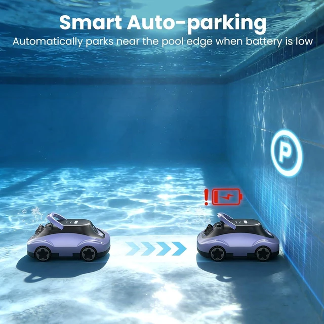 Alt view image 5 of 7 - (2026 Upgrade) Cordless Robotic Pool Cleaner, Automatic Pool Vacuum for Above Ground & Inground Pools, 180-Min Runtime, 3L Basket for Leaves & Debris, Auto-Parking, Powerful Suction up to 2200 Sq.Ft