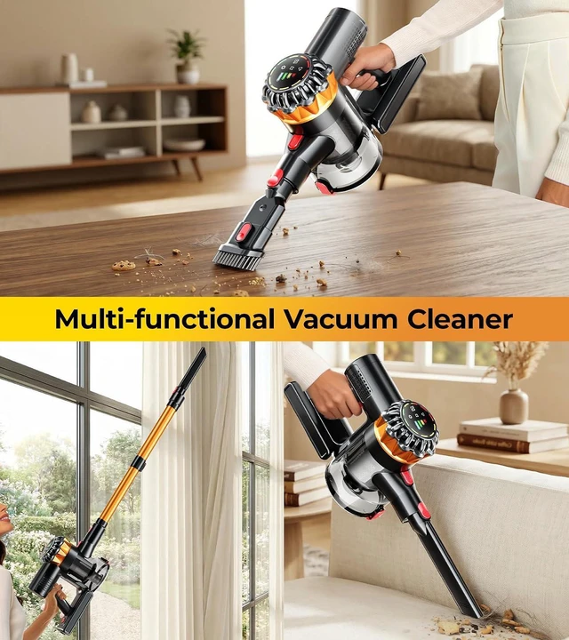 Alt view image 7 of 7 - Cordless Vacuum Cleaner, 600W 50KPA 65Mins Vacuum Cleaners for Home, Stick Vacuum with Self-Standing,Touch Screen, Anti-Tangle Brush, 8-in-1 Lightweight Wireless Vacuum for Pet Hair Carpet Hard Floors