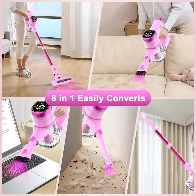 Alt view image 3 of 7 - Tikom V500 Cordless Vacuum Cleaner for Home, 40000Pa/450W Stick Vacuum with LED Touch Screen, Charging Wall Dock, Anti-Tangle, Lightweight Handheld Vacuum for Pet Hair, Hard Floor, Carpet