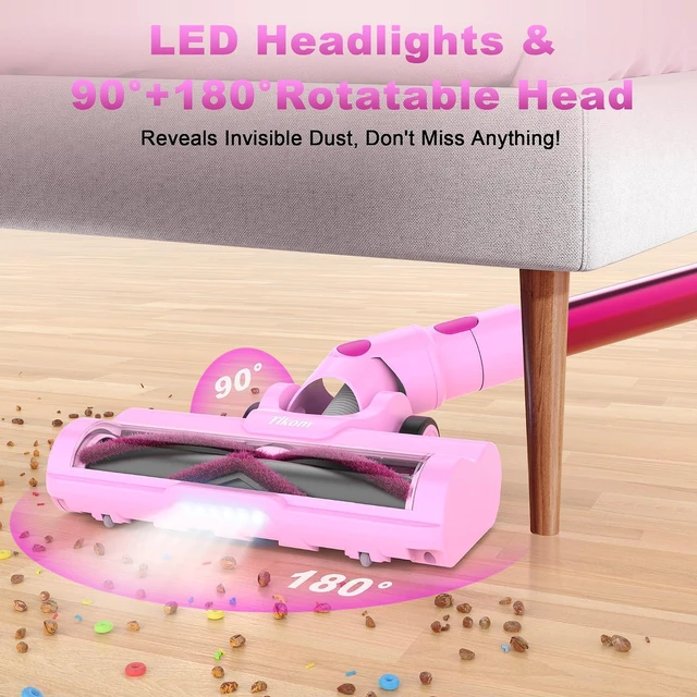 Alt view image 5 of 7 - Tikom V500 Cordless Vacuum Cleaner for Home, 40000Pa/450W Stick Vacuum with LED Touch Screen, Charging Wall Dock, Anti-Tangle, Lightweight Handheld Vacuum for Pet Hair, Hard Floor, Carpet