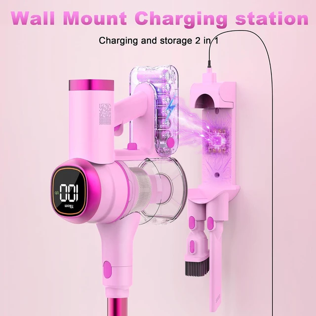 Alt view image 6 of 7 - Tikom V500 Cordless Vacuum Cleaner for Home, 40000Pa/450W Stick Vacuum with LED Touch Screen, Charging Wall Dock, Anti-Tangle, Lightweight Handheld Vacuum for Pet Hair, Hard Floor, Carpet