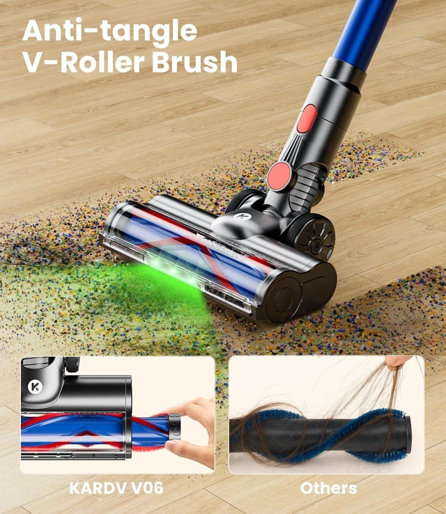 Alt view image 5 of 7 - KARDV Cordless Vacuum Cleaner, 500W/40Kpa Vacuum Cleaners for Home, 60Mins Stick Vacuum with LED Display, Anti-Tangle Wireless Vacuum, 8 in 1 Lightweight Vacuum for Hard Floors Carpet Pet Hair