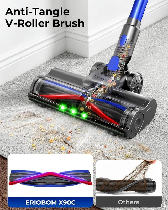 Alt view image 4 of 7 - Cordless Vacuum Cleaner, 650W 55KPa Powerful Suction, 70Mins Self-Standing Stick Vacuum with Anti-Tangle Brush, Touch Screen & 1.8L Dust Cup, Vacuum Cleaners for Home, Pet Hair, Carpets & Hard Floors