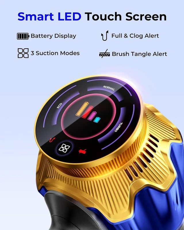 Alt view image 5 of 7 - Cordless Vacuum Cleaner, 650W 55KPa Powerful Suction, 70Mins Self-Standing Stick Vacuum with Anti-Tangle Brush, Touch Screen & 1.8L Dust Cup, Vacuum Cleaners for Home, Pet Hair, Carpets & Hard Floors
