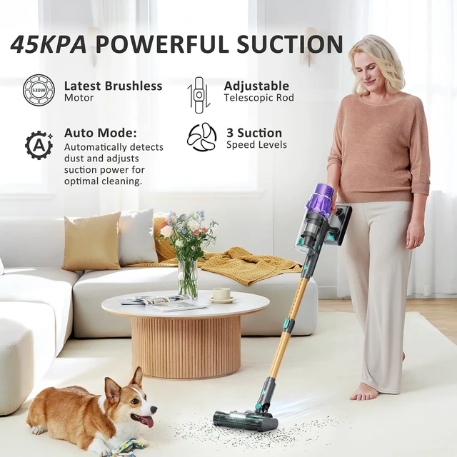 Alt view image 3 of 7 - Cordless Vacuum Cleaner, 50KPA Stick Vacuum for Home, 70Mins Runtime