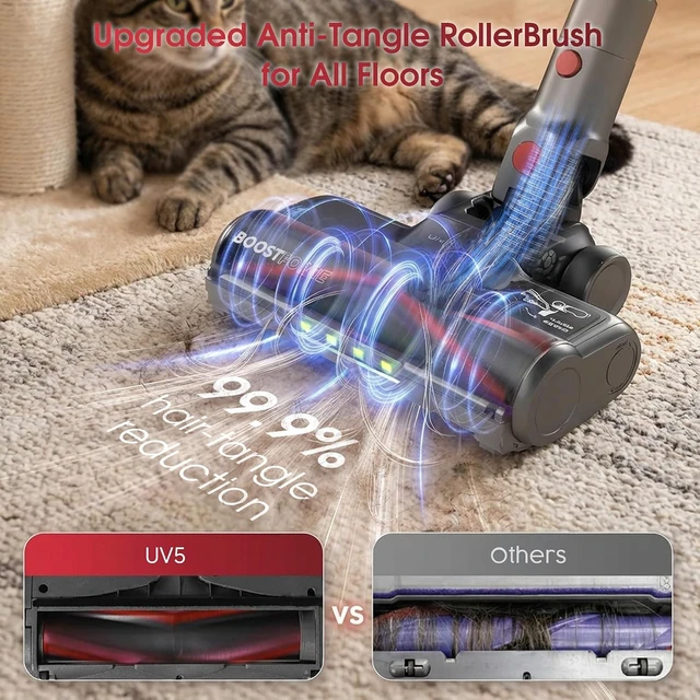 Alt view image 3 of 7 - Cordless Vacuum Cleaner, 650W 55KPA 70Mins Stick Vacuum Cleaners for Home, Anti-Tangle Vacuum Cordless with Touch Screen and 1.8L Cup, Self-Standing Vacuum Cleaner for Home/Pet Hair/Carpets/Floors