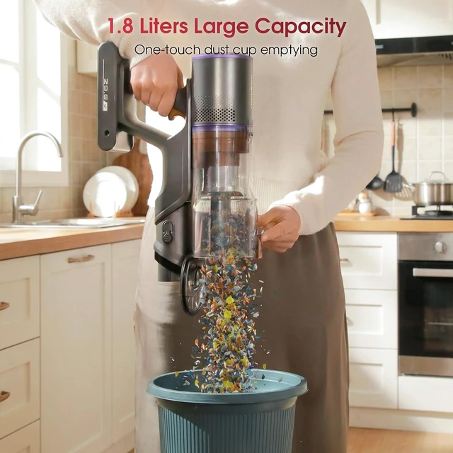 Alt view image 7 of 7 - Cordless Vacuum Cleaner, 650W 55KPA 70Mins Stick Vacuum Cleaners for Home, Anti-Tangle Vacuum Cordless with Touch Screen and 1.8L Cup, Self-Standing Vacuum Cleaner for Home/Pet Hair/Carpets/Floors
