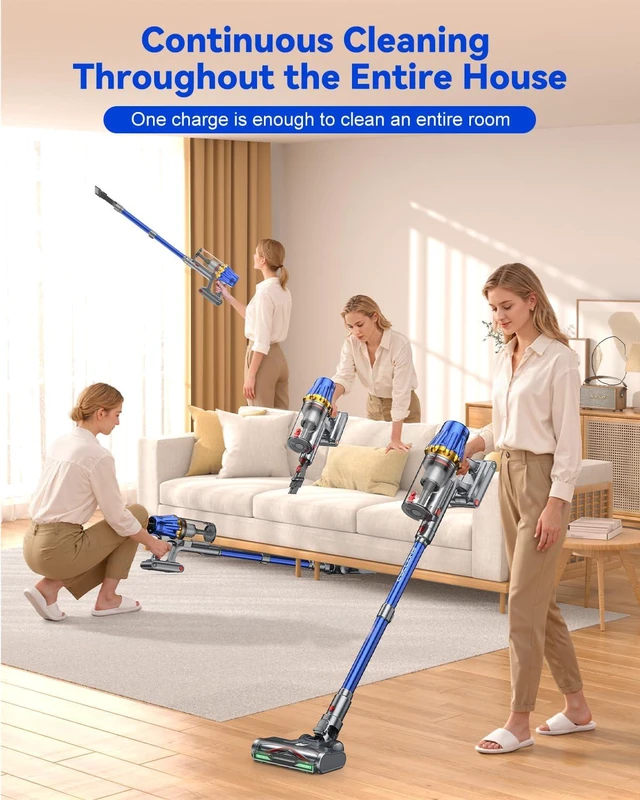 Alt view image 6 of 7 - H9 Cordless Vacuum Cleaner, 700W 58kPa 90 Mins Runtime Stick Vacuum, Self-Standing Wireless Vac with 6 Green LEDs, Anti-Tangle Brush for Home, Pet Hair, Carpets & Hard Floor