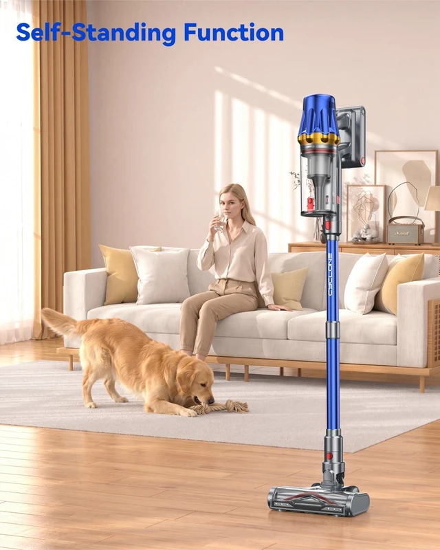Alt view image 7 of 7 - H9 Cordless Vacuum Cleaner, 700W 58kPa 90 Mins Runtime Stick Vacuum, Self-Standing Wireless Vac with 6 Green LEDs, Anti-Tangle Brush for Home, Pet Hair, Carpets & Hard Floor