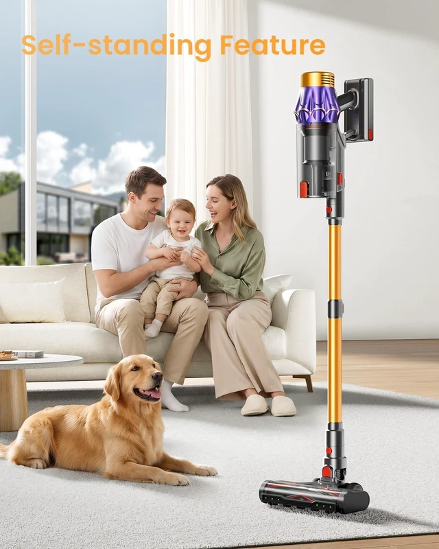 Alt view image 4 of 7 - Cordless Vacuum Cleaner, 650W/60KPA/70 Mins Vacuum Cleaners for Home with Self-Standing, Anti-Tangle Vacuum Cordless, Smart Display and 1.8L Cup Cordless Stick Vacuum Cleaner for Pet Hair/Carpets