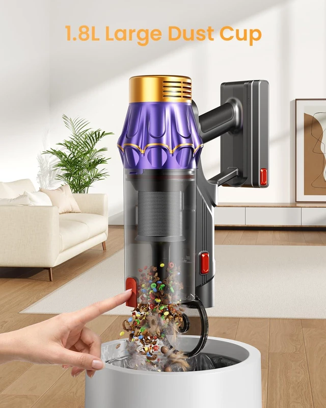 Alt view image 6 of 7 - Cordless Vacuum Cleaner, 650W/60KPA/70 Mins Vacuum Cleaners for Home with Self-Standing, Anti-Tangle Vacuum Cordless, Smart Display and 1.8L Cup Cordless Stick Vacuum Cleaner for Pet Hair/Carpets