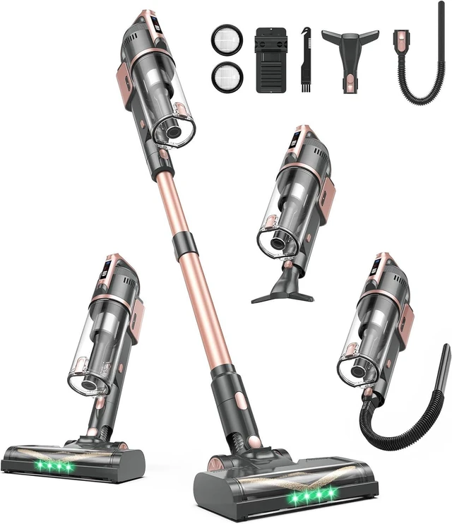 Main image of DEVOAC V15 Cordless Vacuum Cleaner, 45Kpa Suction & Brushless Motor Stick Vacuum, Rechargeable Battery with 45mins Runtime, LED Display, 6 in 1 Handheld Vacuum for Home Hard Floor Carpet Pet Hair