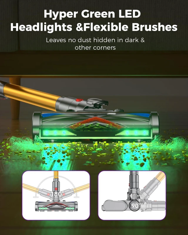 Alt view image 4 of 7 - Coovy SU7 Ultra Cordless Vacuum Cleaner, 55KPa/650W 80Mins Runtime Powerful Suction Stick Vaccum for Whole-House Cleaning, Self-Standing Anti-Tangle Vac for Hard Floors Carpet Pet Hair, Ultra Version