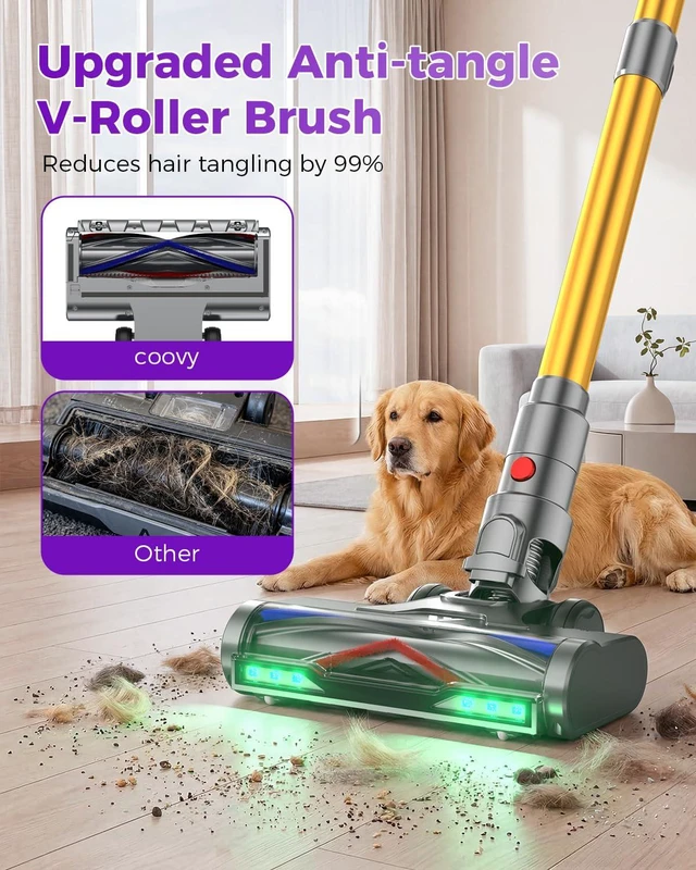 Alt view image 5 of 7 - Coovy SU7 Ultra Cordless Vacuum Cleaner, 55KPa/650W 80Mins Runtime Powerful Suction Stick Vaccum for Whole-House Cleaning, Self-Standing Anti-Tangle Vac for Hard Floors Carpet Pet Hair, Ultra Version